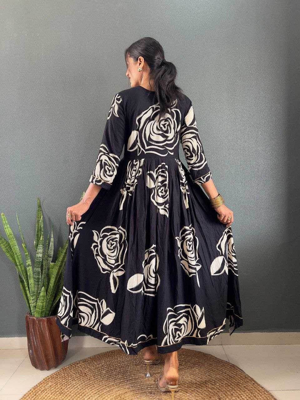 Rayon Designer Floral Print Gown - MYLUXURY LANE ENTERPRISE